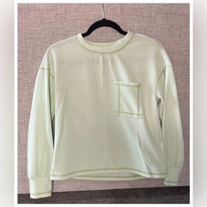 green long-sleeve waffle tee